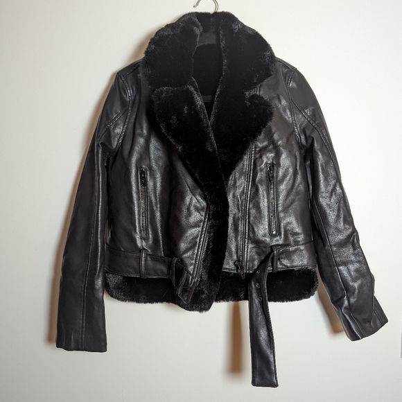 BLANK NYC Faux Shearling Moto Jacket XS - Picture 2 of 5